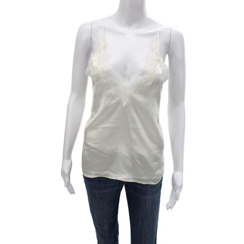 Cami Women Ivory 100% Silk V Neck Sleeveless Camisole Size S